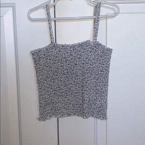 brandy black and white floral smocked tank top